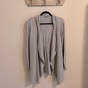 Retro-ology Gray Open Front Sweater with Hood